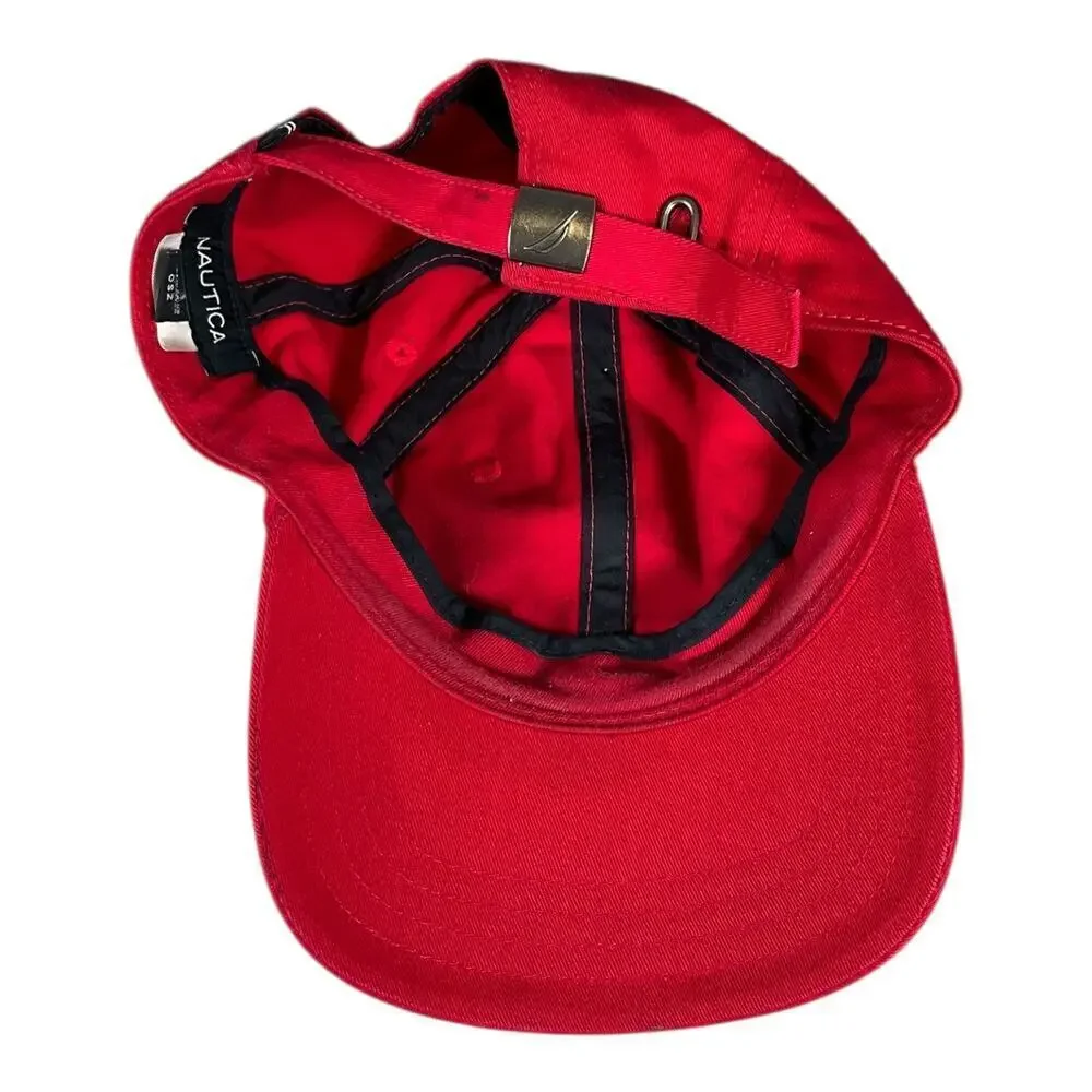NAUTICA Baseball Cap Red Blue One Size 100% Cotton Used Outdoor Active